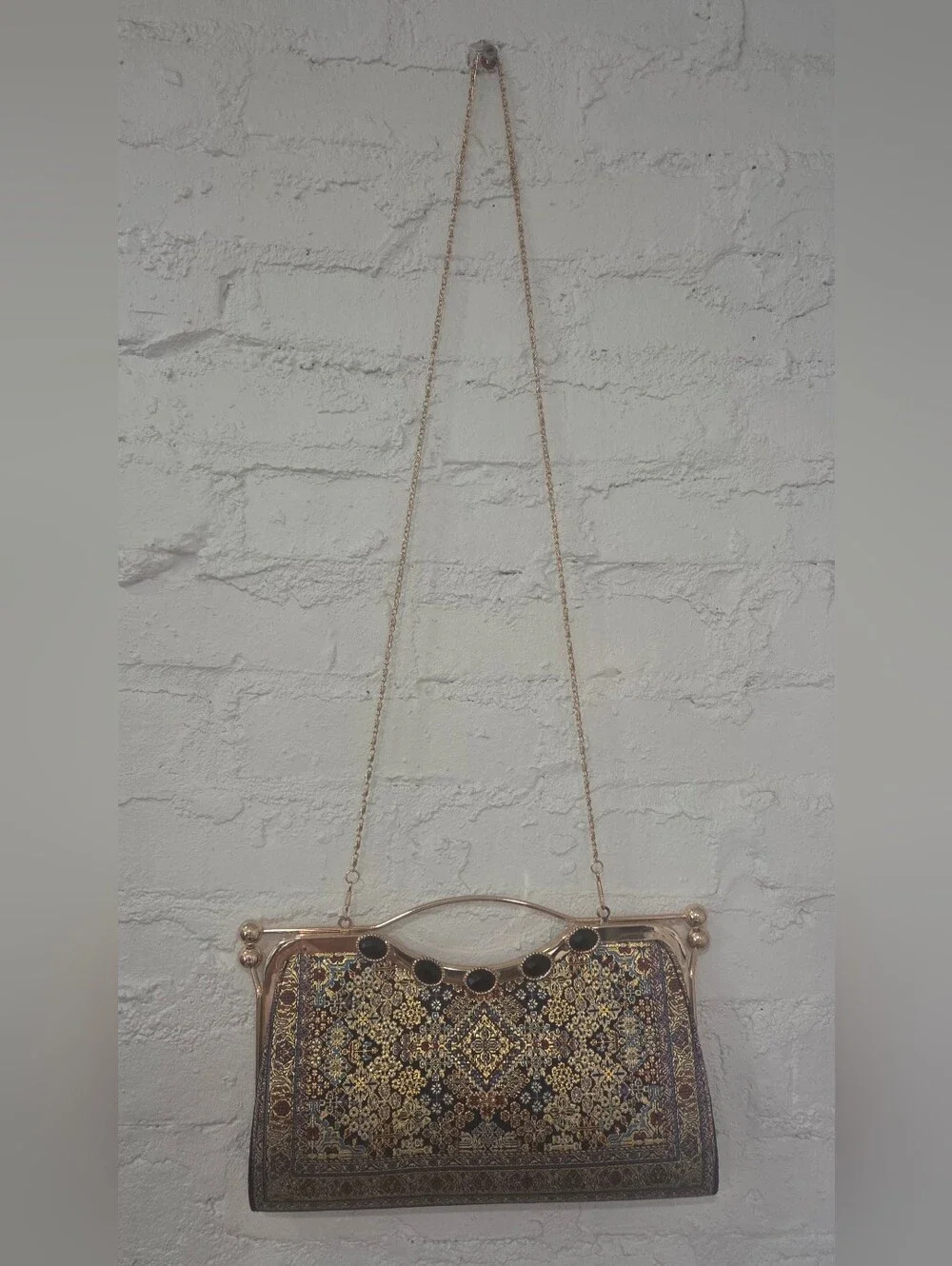 Ornate Black & Gold Embellished Anatolia Mosaic Evening Clutch - Turkish